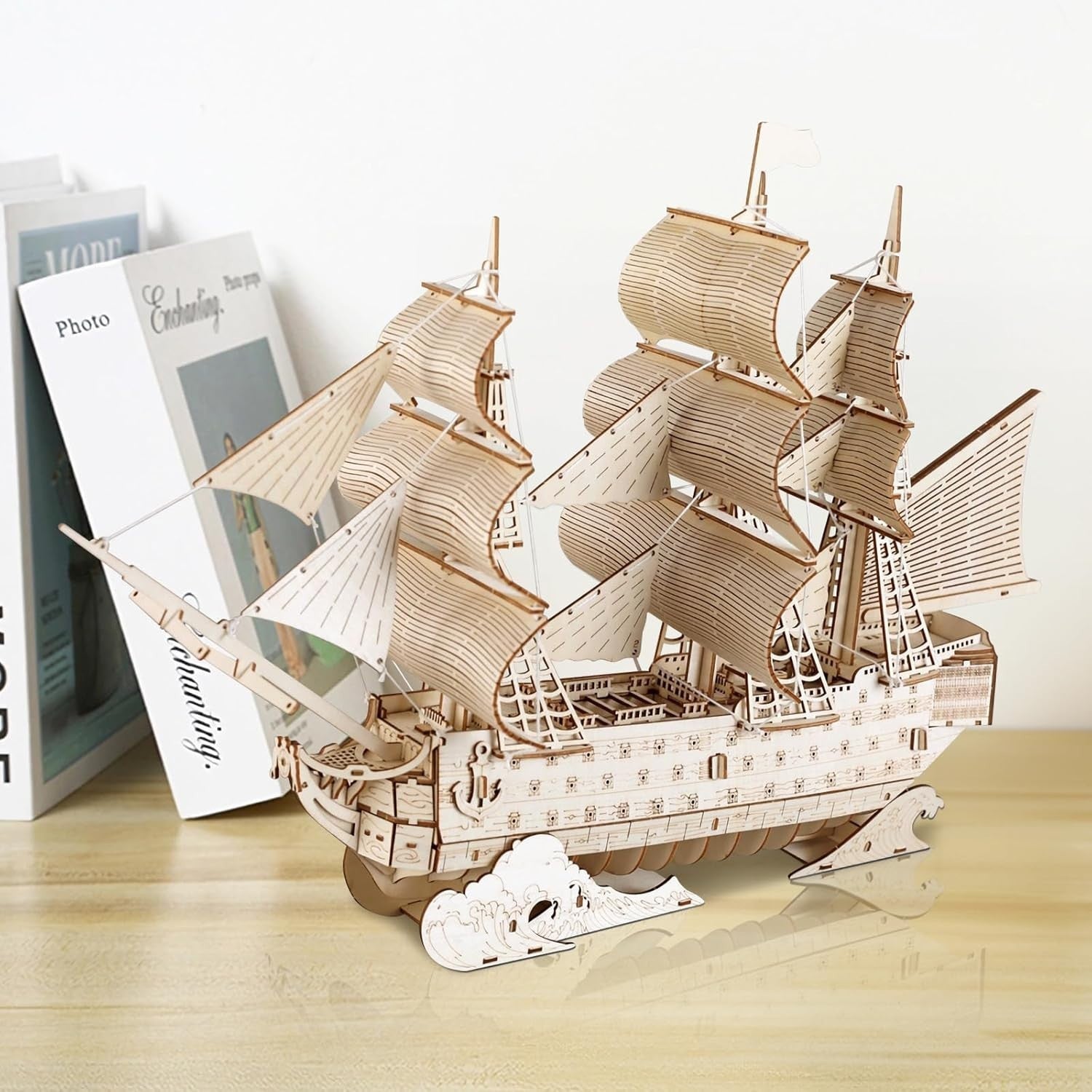 3D Wooden Sailing Ship Puzzle Model Kit for Adults – DIY Craft Decor
