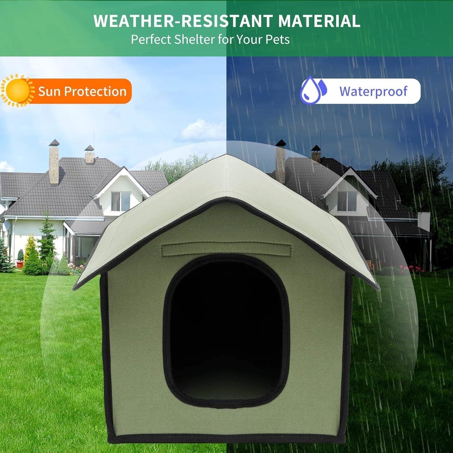 Waterproof Foldable Pet House Outdoor Dog Cat Shelter Cozy Portable Bed
