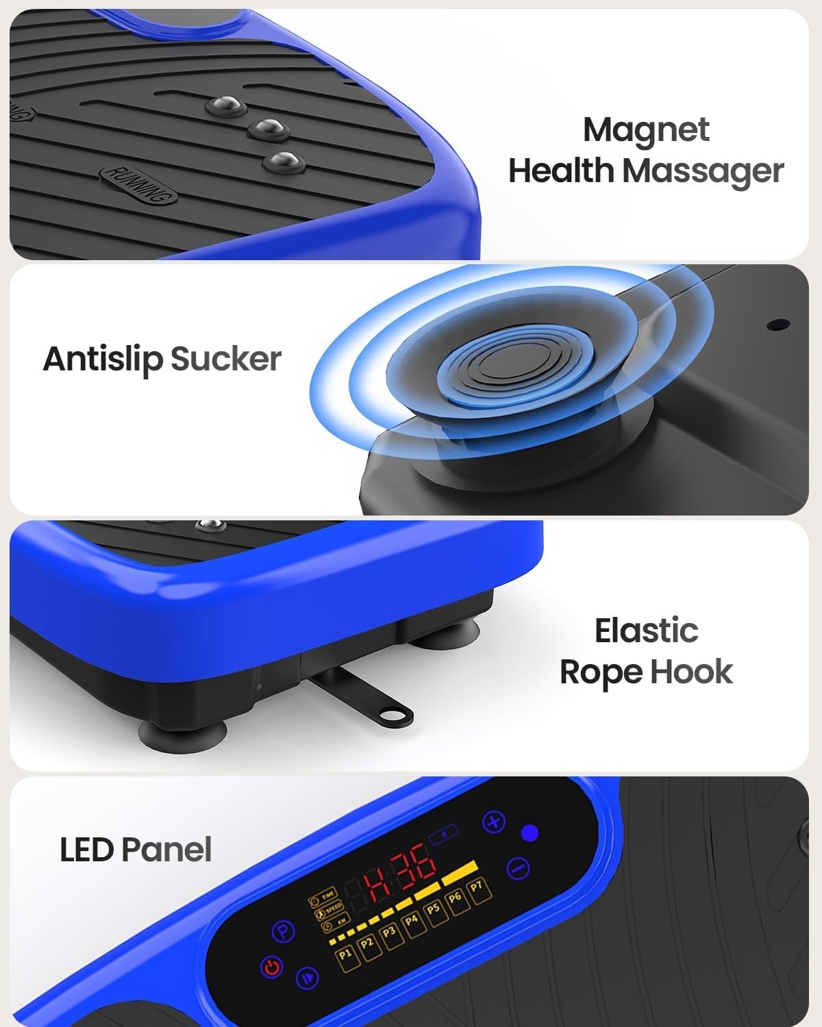 Blue Vibration Plate Exercise Machine 200 Speeds Lymphatic Drainage 450lb