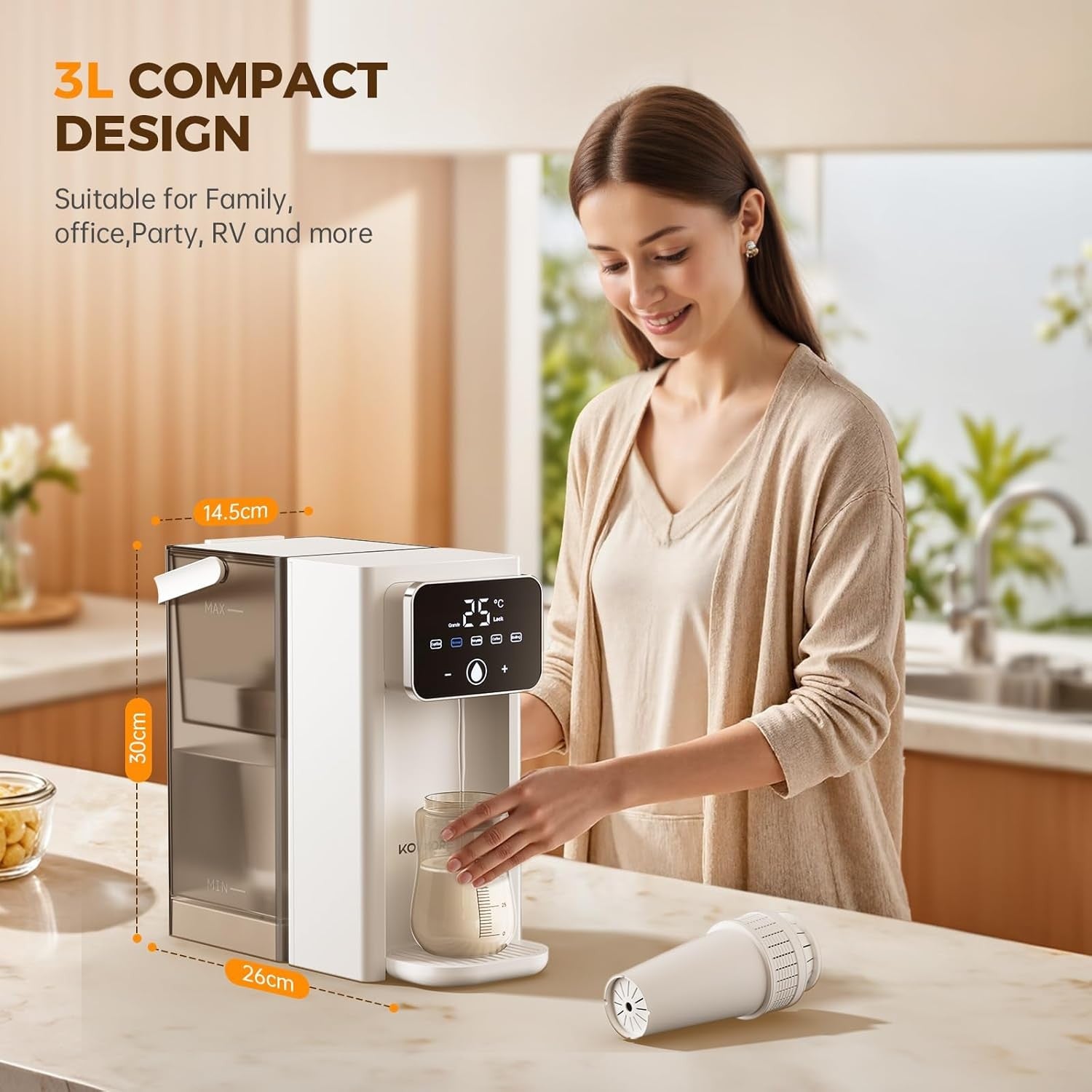 Instant Hot Water Dispenser 3L | 2200W Fast Boil Touch Screen Filter