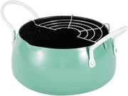 Small Deep Frying Pot Tempura Fryer Pan Home Kitchen Green
