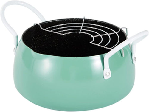 Small Deep Frying Pot Tempura Fryer Pan Home Kitchen Green