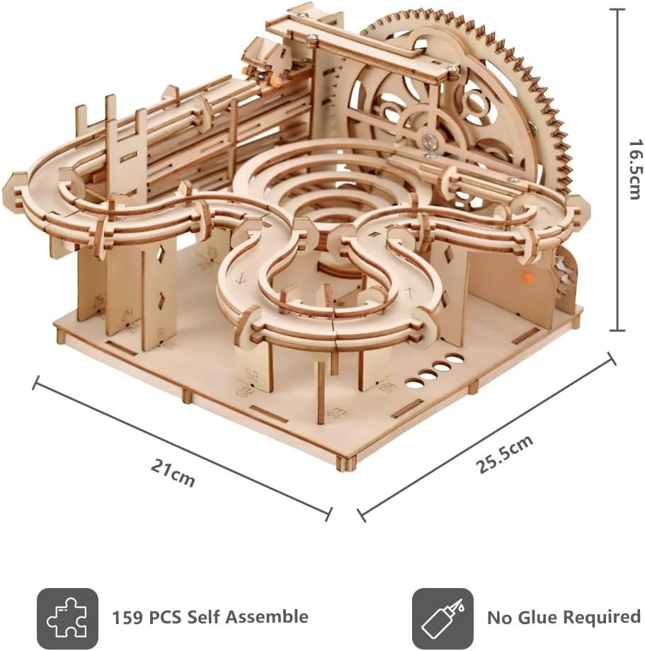 Hand Cranked 3D Wooden Marble Run Puzzle Kit – Fun & Educational Toy