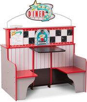 Wooden Kids Diner Restaurant Playset Café Kitchen Role Play Toy