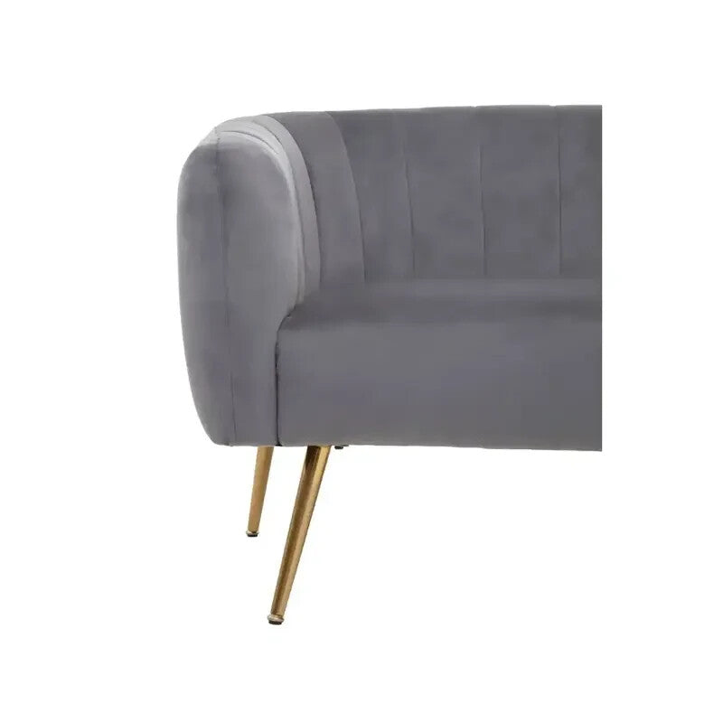 Luxury Grey Velvet 2 Seater Sofa | Gold Legs | Compact Modern Lounge Couch