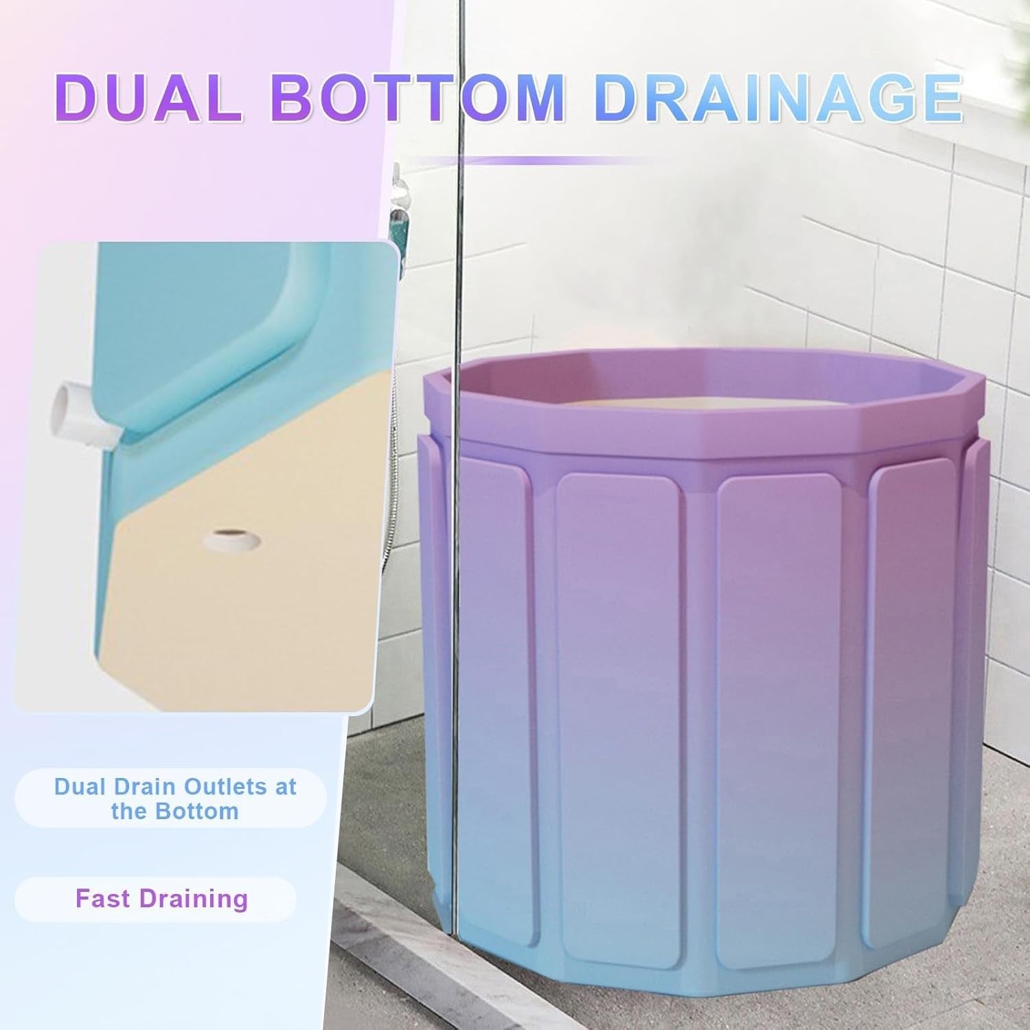 65x70cm Foldable Portable Adult Bathtub – Hot & Ice Bath, Thick Insulated