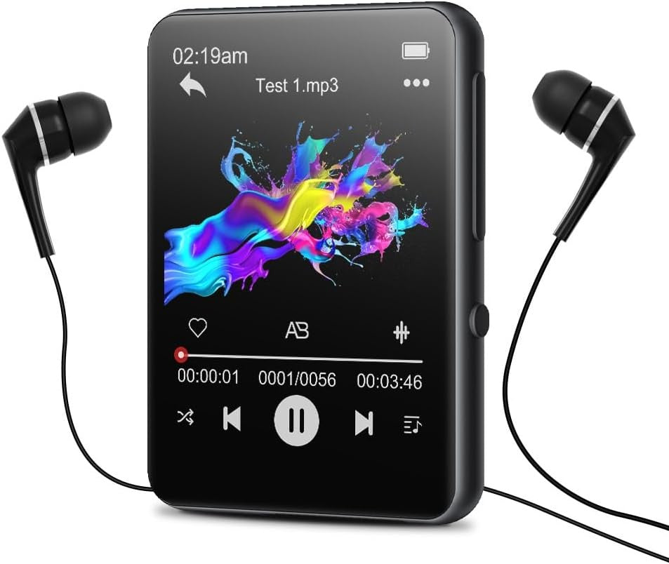 32GB MP3 Player Bluetooth 5.0 2.4" Touchscreen FM Speaker