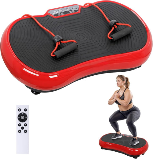 Red Vibration Plate Exercise Machine 99 Speeds Bluetooth Home Workout