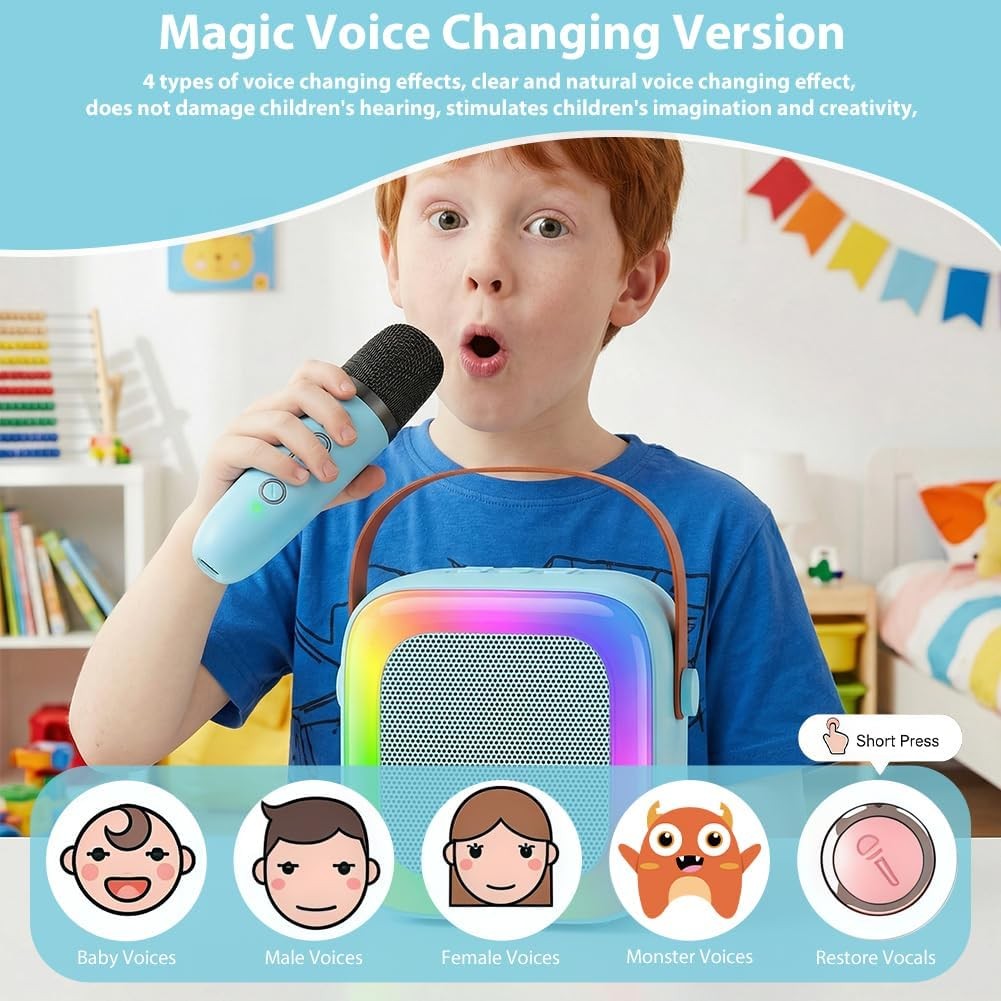 Mini Karaoke Machine Bluetooth Speaker with Mic LED Party