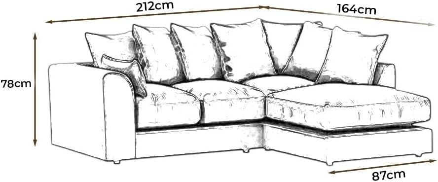 L Shaped Corner Sofa Right Hand – Cream Velvet 4 Seater – Deep Plush Scatter Bac