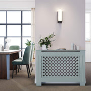 White Radiator Cover Cabinet Medium MDF Cross Slat Modern Shelf Unit