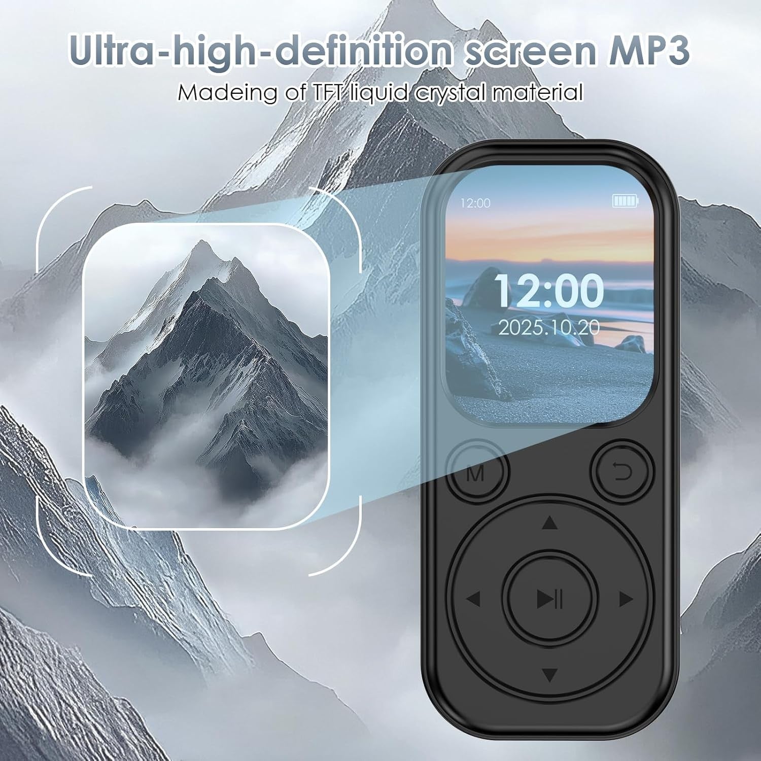64GB Bluetooth 5.3 MP3 Player Built-in Speaker FM Radio Black