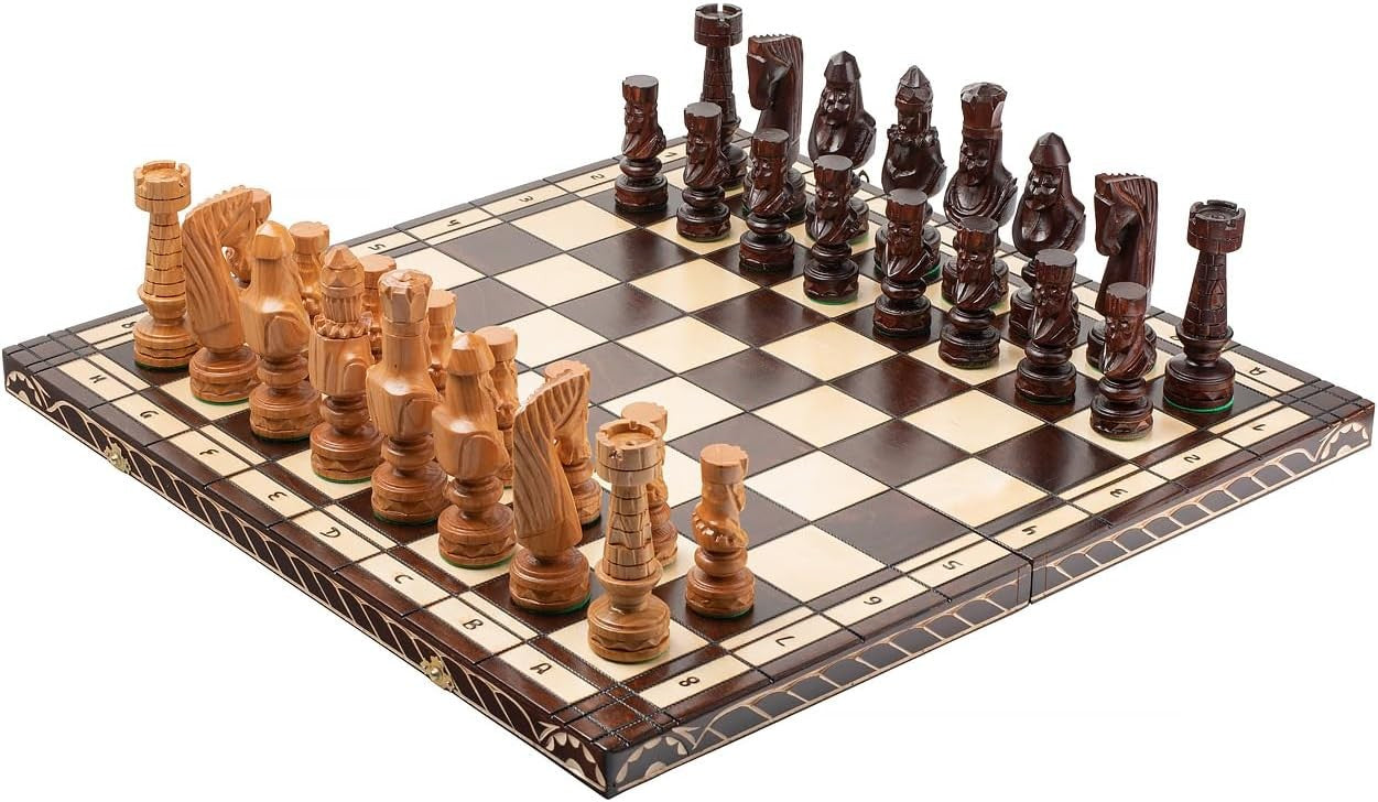 60cm Luxury Inlaid Wooden Chess Set – Large Folding Board & Weighted Pieces