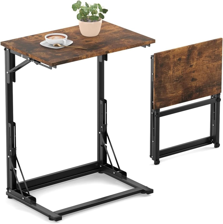 Foldable C Shaped Side Table Sofa Laptop Desk Bed Tray Small Space