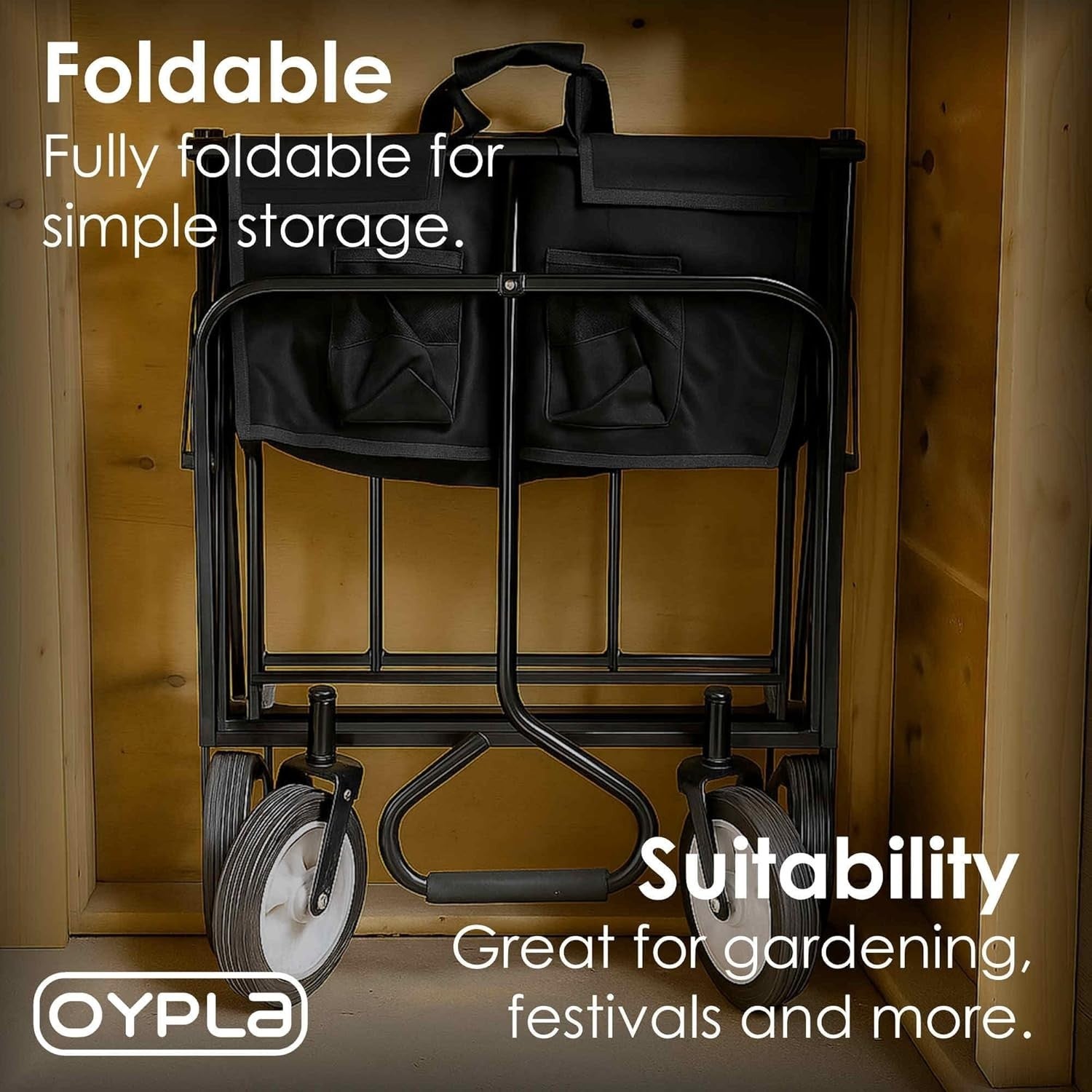 Heavy Duty Foldable Garden Festival Trolley Wagon Cart 70kg Capacity