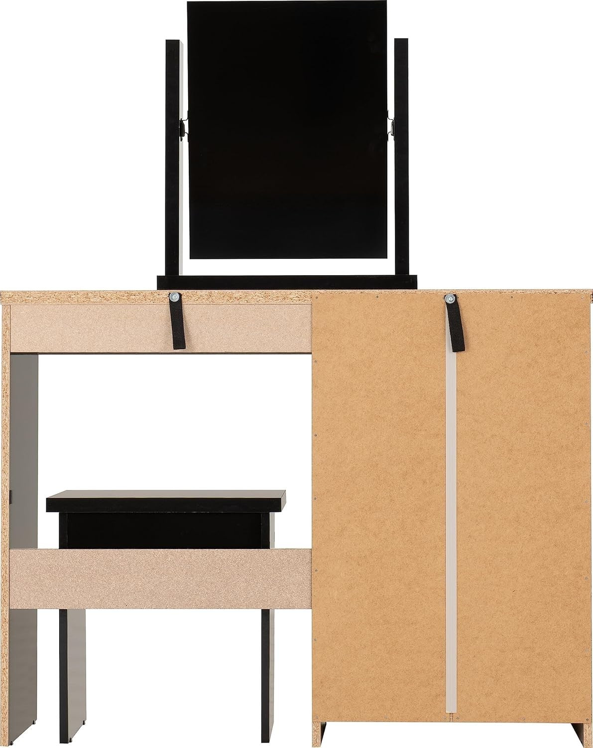 Modern Dressing Table Set Black Gloss 4 Drawers Stool Mirror Vanity Desk