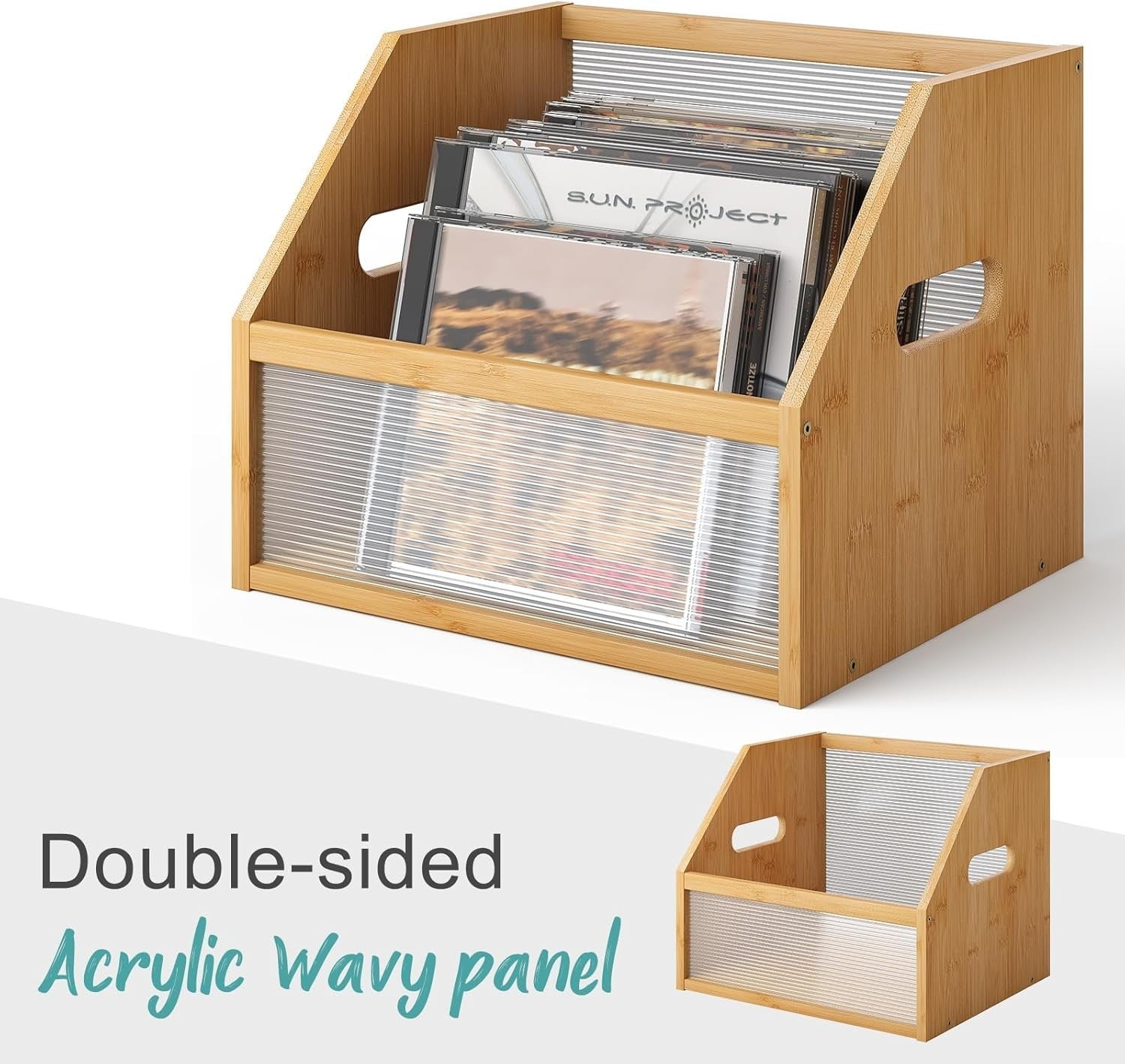 Stylish Bamboo Vinyl Record Storage Box | Desk Organizer for Home Office