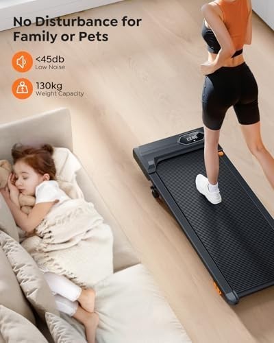 Under Desk Walking Pad 10% Incline Compact Treadmill Home Office LED