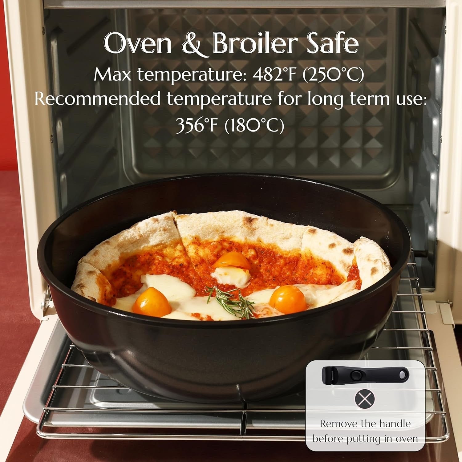 5pcs Black Ceramic Cookware Set Removable Handle Induction & Oven Safe