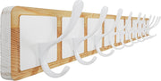 Scandi Wooden Wall Coat Rack | 10 Hook White & Natural Hanger Rail