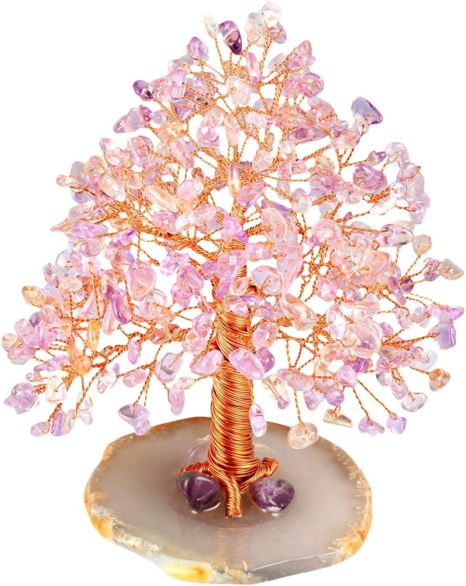 Amethyst Citrine Crystal Money Tree • Feng Shui Gemstone Decor • Agate Base Gift
