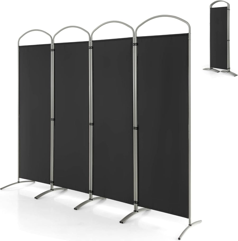4 Panel Black Folding Room Divider Privacy Screen Partition for Office Bedroom