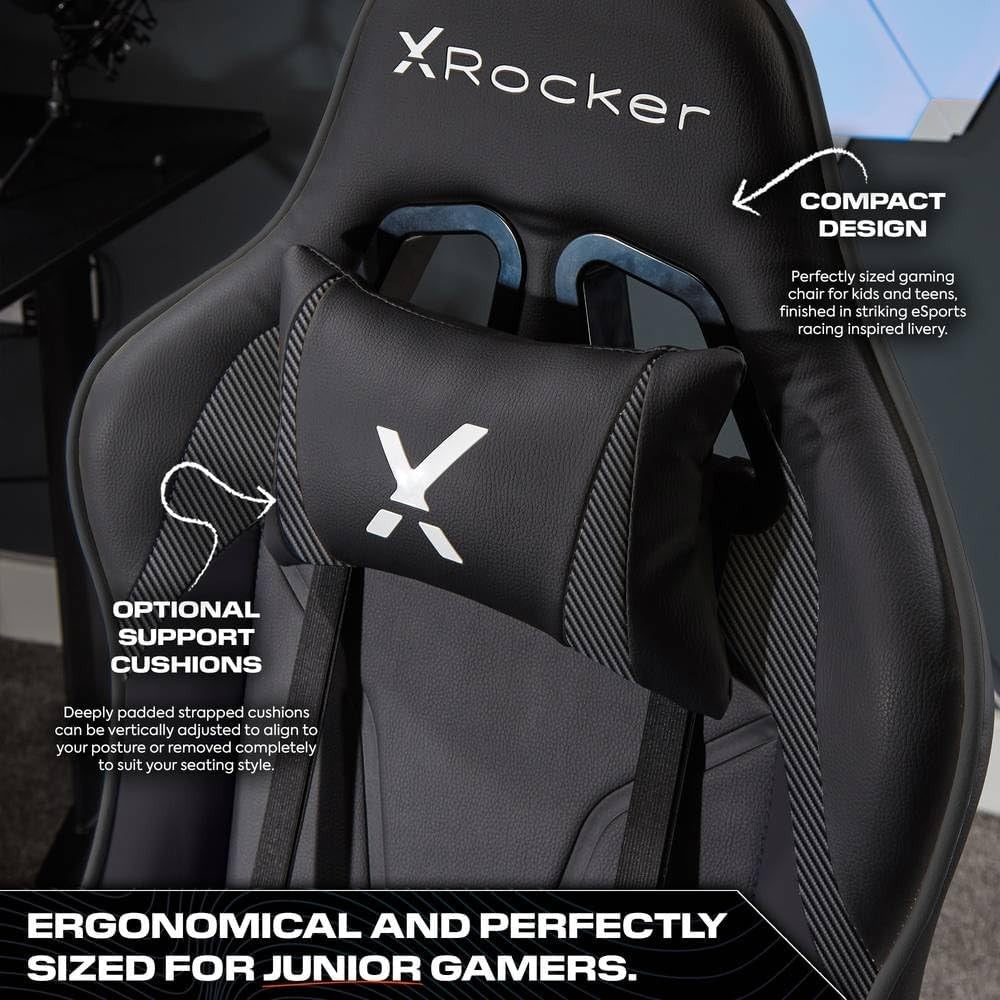 Kids High Back Gaming Chair 3D Armrests Adjustable Faux Leather