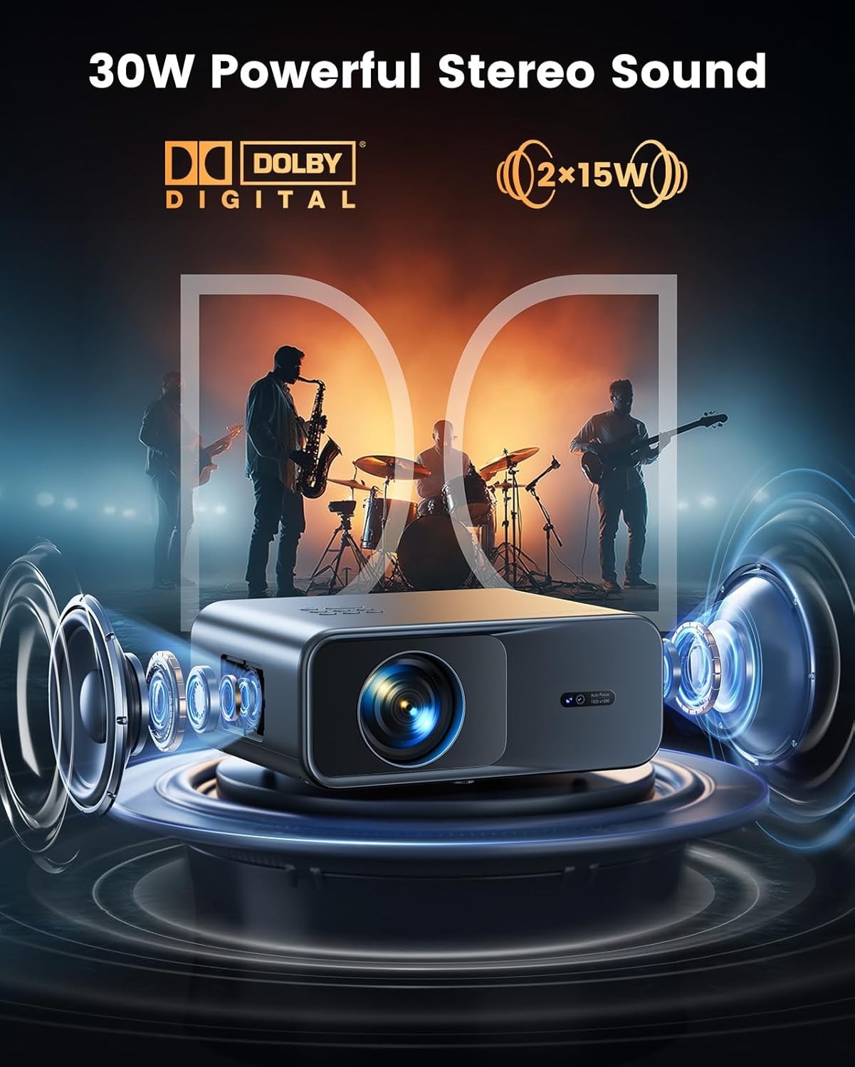 Google TV 1080P Smart Projector Dolby Audio WiFi 6 Bluetooth HDR