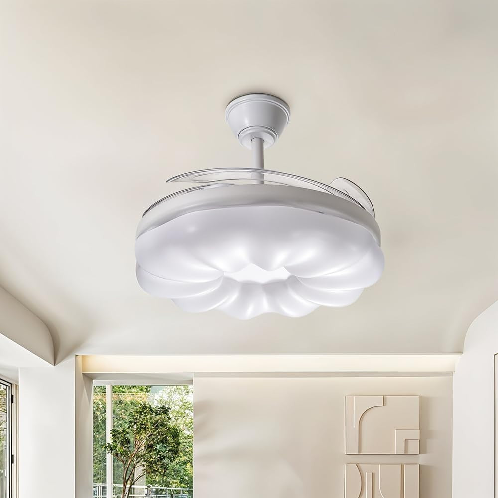 Warmiehomy 78cm Ceiling Fan with Lights 6 Speeds Dimmable LED White