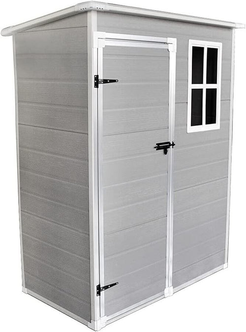 Outdoor Plastic Garden Storage Shed with Floor, Lockable Doors Weatherproof 92cm