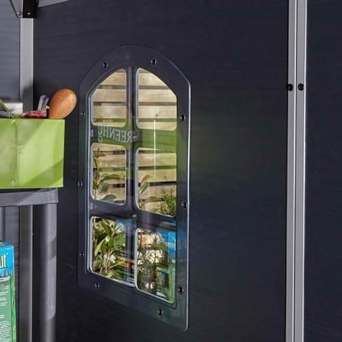 4x6ft Outdoor Plastic Apex Shed Lockable Weatherproof Dark Grey