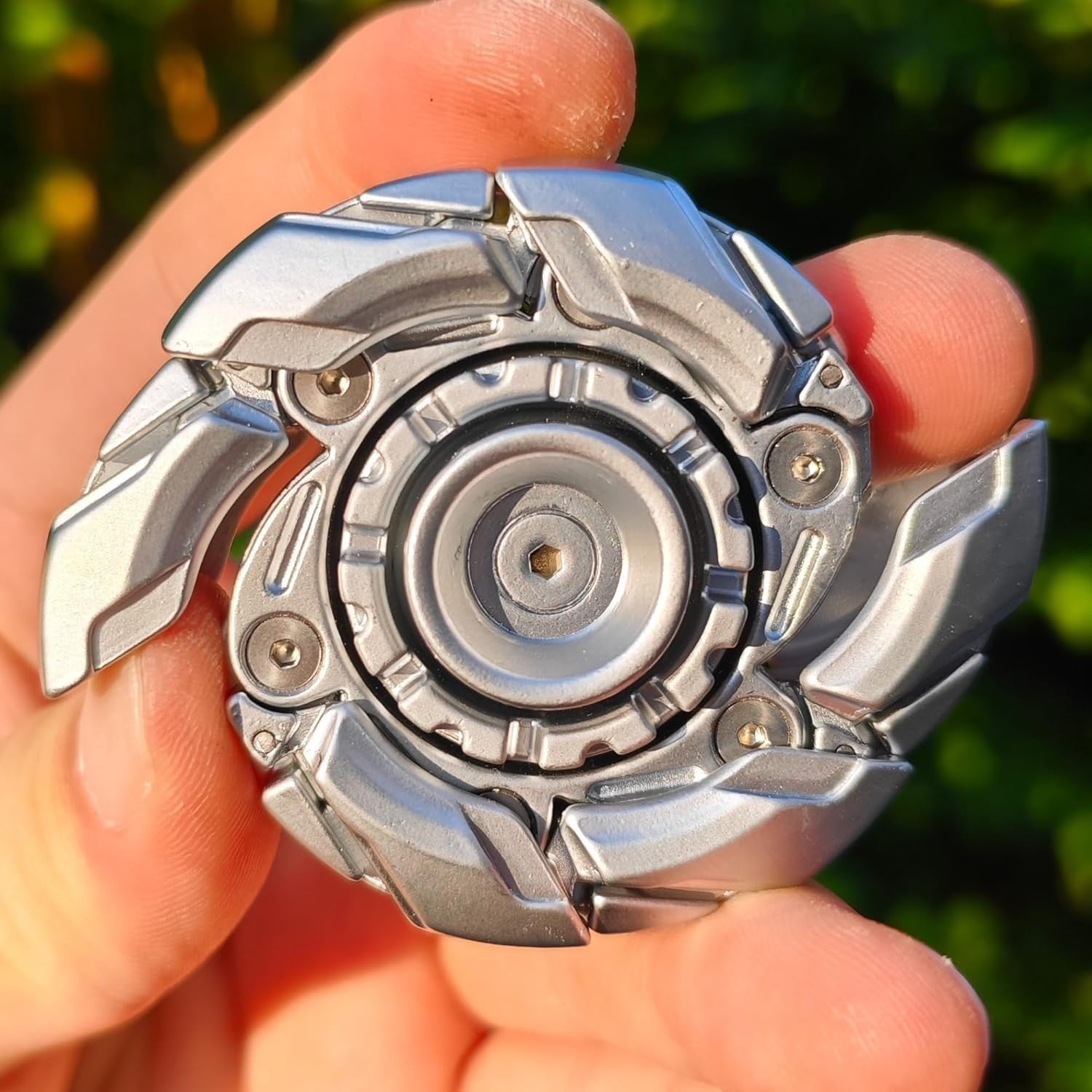 Silver Metal Fidget Slider Spinning Top Magnetic EDC Stress Toy