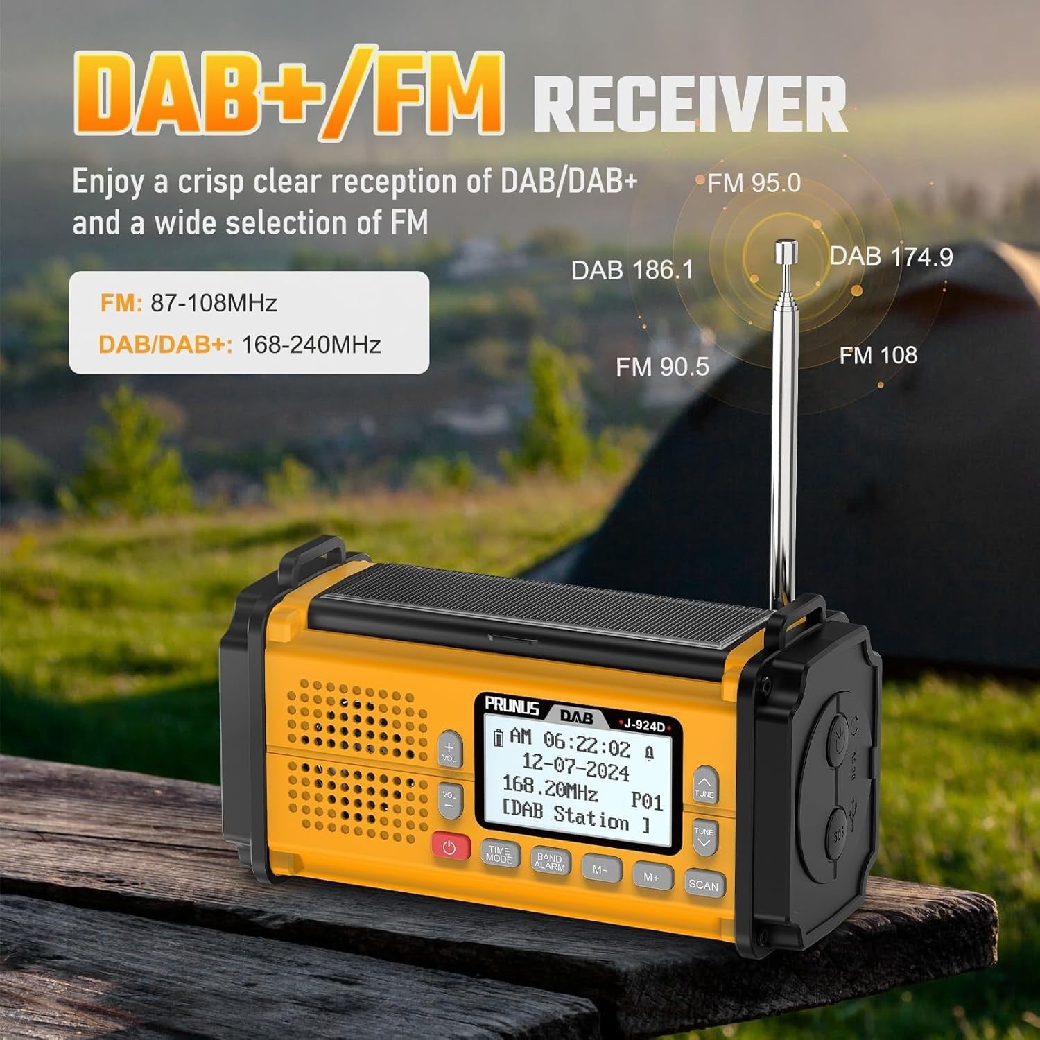 Emergency Wind-Up DAB/FM Radio with 10000mAh, Solar, Torch & SOS