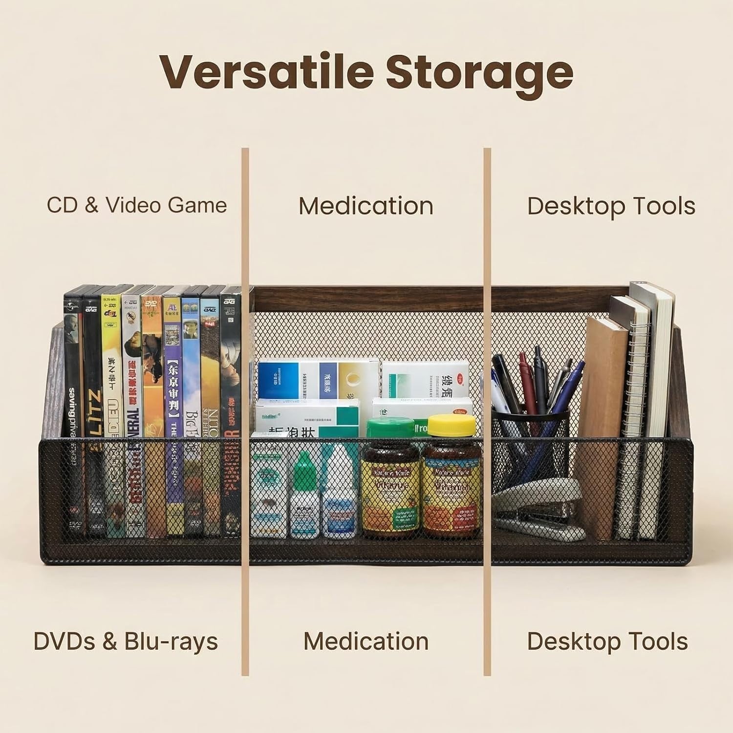 CD Storage Rack Holds 64 Cases Desktop Organizer DVD Game Shelf