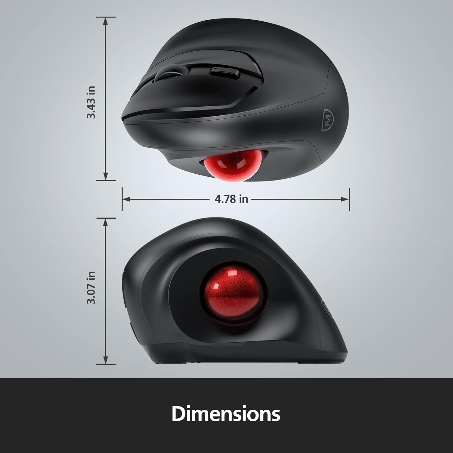Wireless Ergonomic Vertical Trackball Mouse 3 DPI 2.4G USB PC Mac