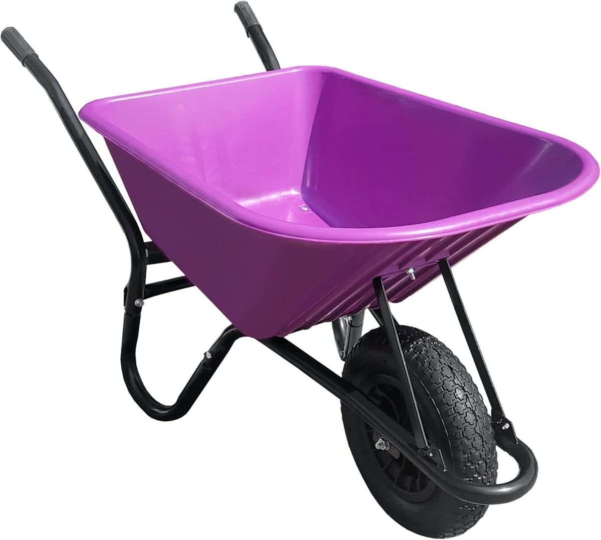 110L Purple Plastic Garden Wheelbarrow – Heavy Duty Frame w/ 150kg Load Capacity