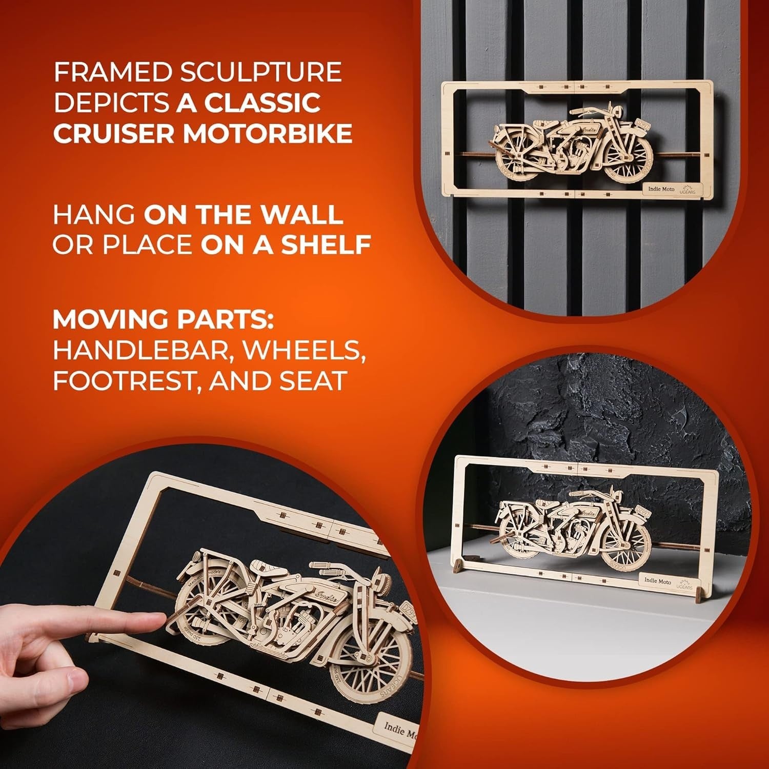 Vintage Wooden Motorcycle Wall Puzzle | DIY Framed Model for Adults