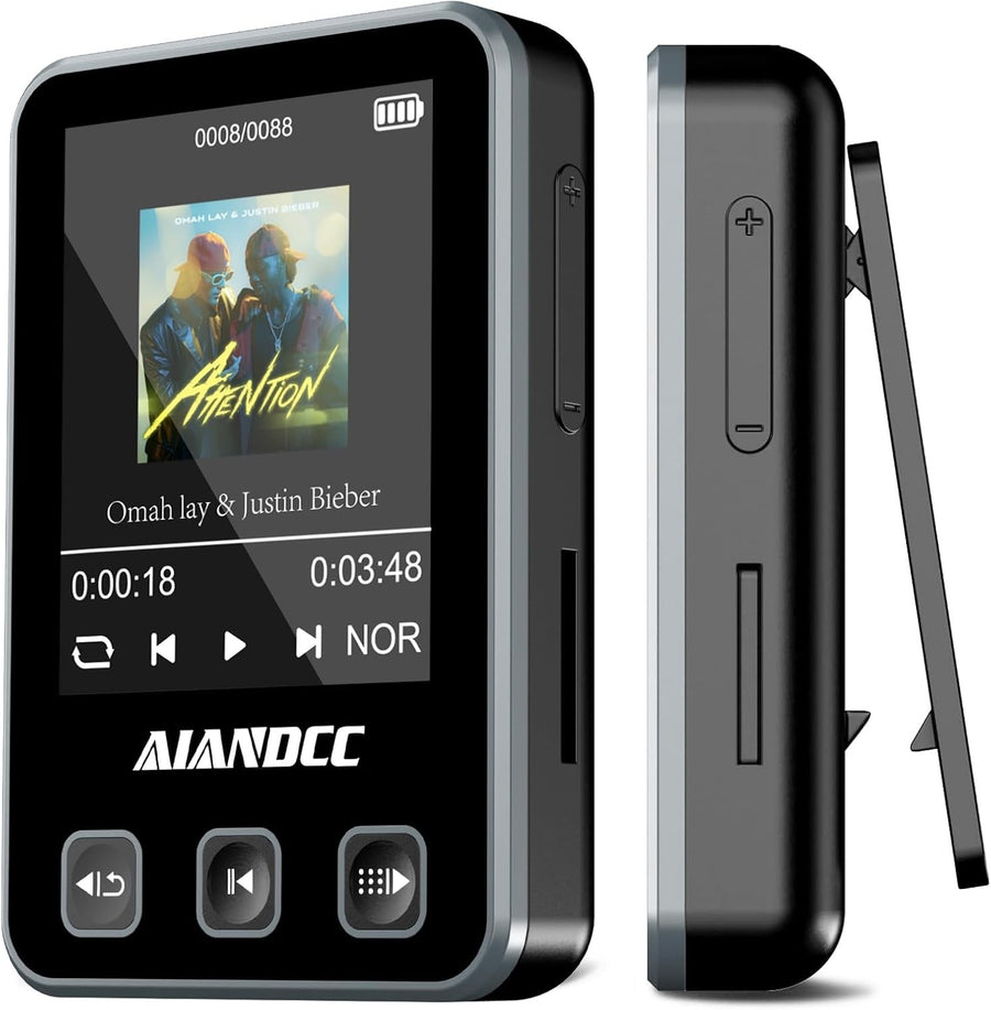32GB Bluetooth 5.3 MP3 Player with Sports Clip & Armband – Black