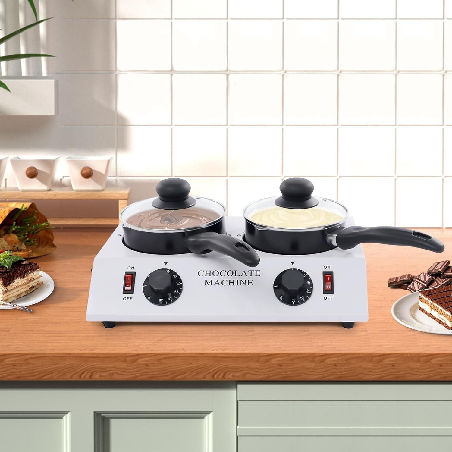 Chocolate Melting Machine Dual Pot Tempering Melter 80W Electric