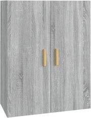 Grey Wall Cabinet Storage Unit with Doors, 3 Compartments, Modern Look.
