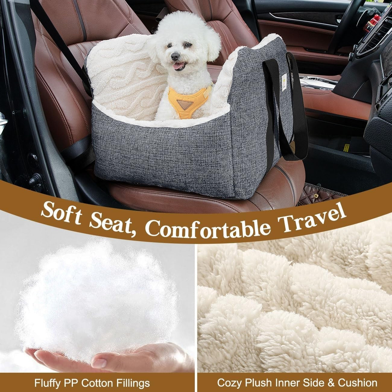 Dog Booster Car Seat Pet Travel Bed Safety Leash Washable Up to 25lbs