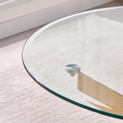Round Glass Dining Table 100cm Gold Metal Legs Modern Kitchen Table