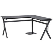 Black L-Shaped Corner Desk with CPU Stand – Gaming & Home Office Workstation