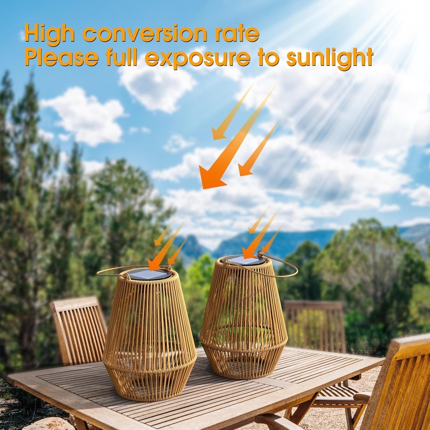 4 Pack Solar Rattan Lanterns Outdoor Garden Waterproof