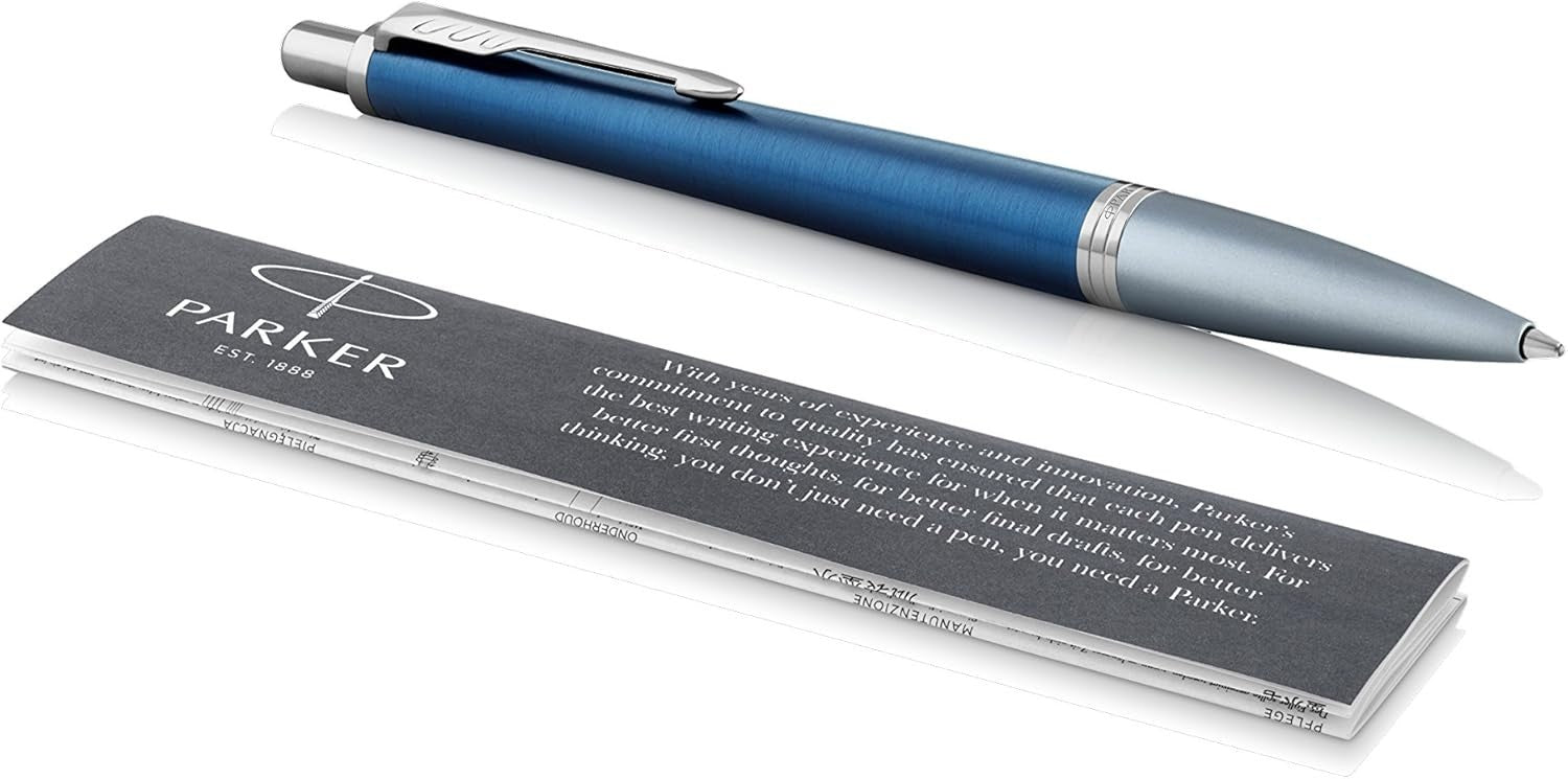 Medium Ballpoint Pen Dark Blue Chrome Ergonomic Gift Box