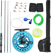 Fly Fishing Combo 9ft Carbon Rod & Reel Kit with Case & Flies