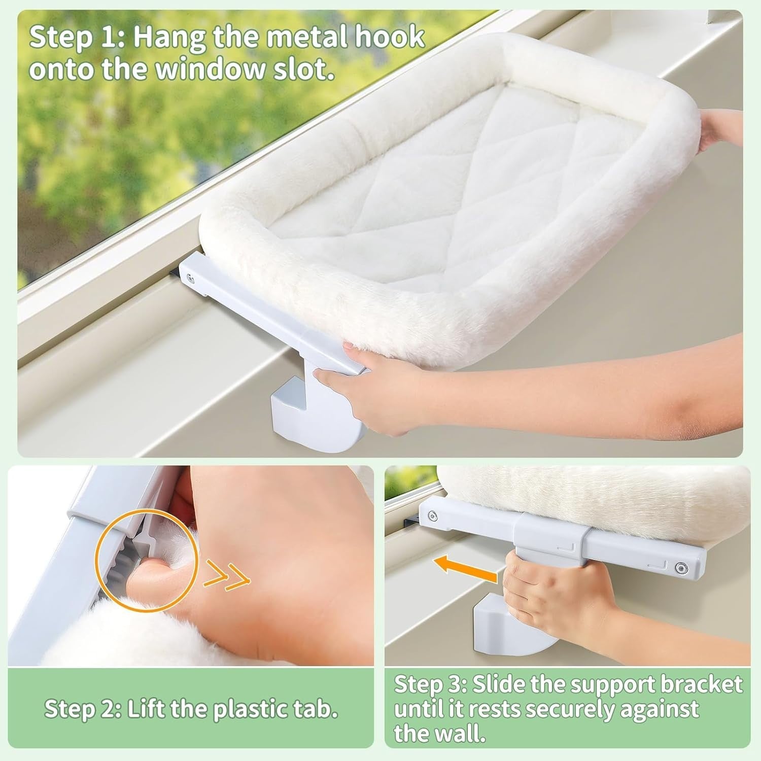 Adjustable Cat Radiator Window Hammock Bed No Drill 18kg White L