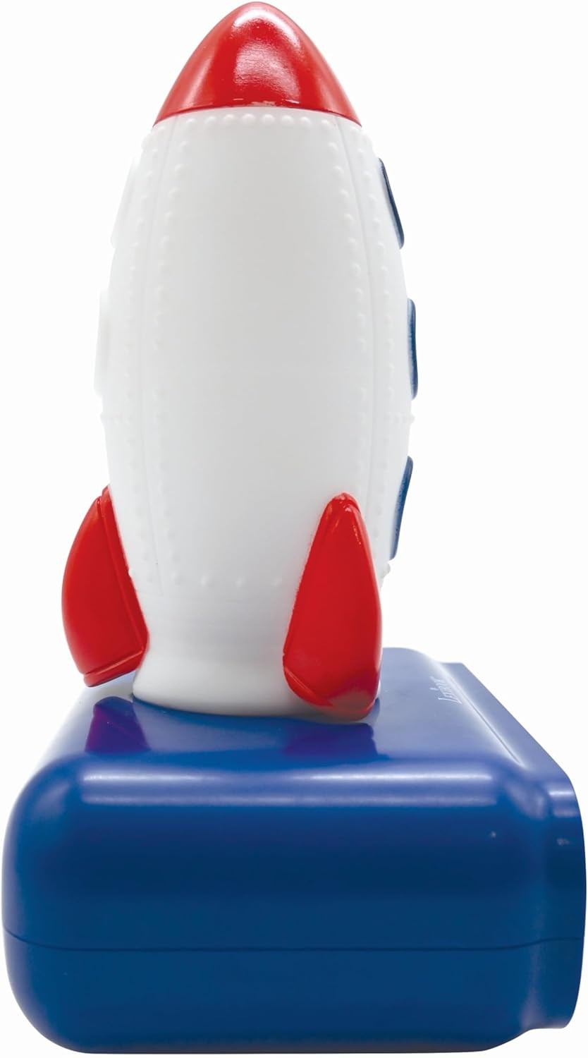 Kids Rocket Alarm Clock Night Light LCD Snooze Sound Effects Bedside Blue