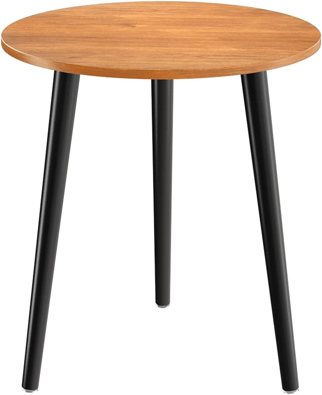 Small Walnut & Black Round Side Table 42x42x51cm, Sturdy Iron Legs.