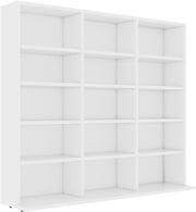 White CD DVD Storage Cabinet 15 Compartment Media Organizer Shelf Unit